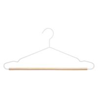 Kledinghangers - 2x - wit - 44 x 19 cm - metaal/hout - Kledingkast hangers/kleerhangers