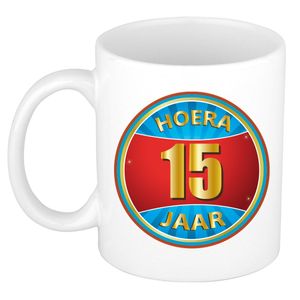 15 jaar verjaardag mok / beker - verjaardagscadeau   -