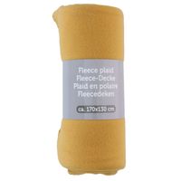 Polyester fleece deken/dekentje/plaid 170 x 130 cm mosterd geel - Plaids - thumbnail