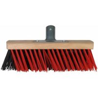 Bezemkop buiten rood/zwart hout/nylon 30 cm - thumbnail