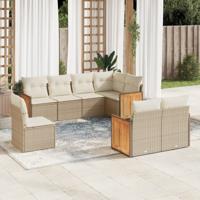 8-delige Loungeset met kussens poly rattan beige