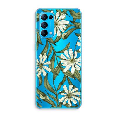 Wit bloemenpatroon: Oppo Find X3 Lite Transparant Hoesje