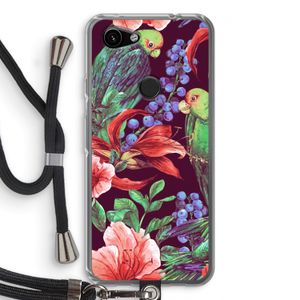 Papegaaien: Pixel 3a Transparant Hoesje met koord