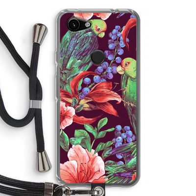 Papegaaien: Pixel 3a Transparant Hoesje met koord