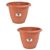 Set van 2x stuks terra cotta kleur ronde plantenpot/bloempot kunststof diameter 45 cm