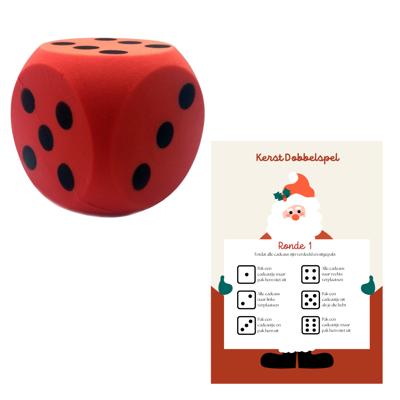 T&F Creations Kerstspel set - dobbelspel - incl foam dobbelsteen - rood