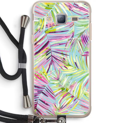 Tropical Palms Blue: Samsung Galaxy J3 (2016) Transparant Hoesje met koord