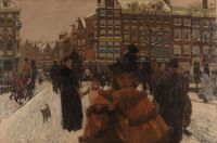 George Hendrik Breitner, De Singelbrug bij de Paleisstraat in Amsterdam 90x60cm, Rijksmuseum, premium print, print op canvas