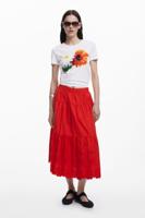 Lange rok met borduursels - RED - L