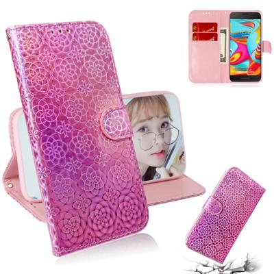 Voor Galaxy a2 core effen kleur kleurrijke magnetische Buckle horizontale Flip PU lederen draagtas met houder & kaartsleuven & portemonnee & Lanyard (