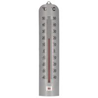 Thermometer - 27 cm - Zilver - Binnen / Buiten - Wandmontage - Celsius