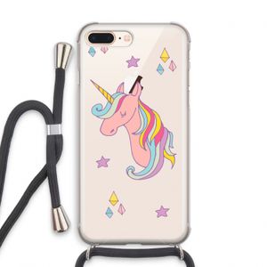 Roze eenhoorn: iPhone 8 Plus Transparant Hoesje met koord