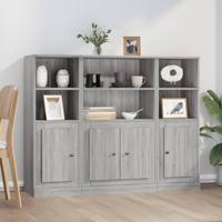 Hoge kasten 3 st bewerkt hout grijs sonoma eikenkleurig