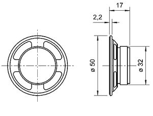 Visaton K 50 - 8 Ohm 2 inch 5 cm Mini-luidspreker 2 W 8 Ω Zwart Kunststof membraan, UV-bestendig