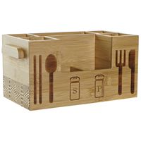 Items keukengerei/bestek houder - 31 x 16 x 15 cm - bamboe hout   - - thumbnail