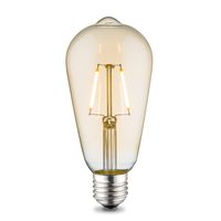 Edison Vintage LED filament lichtbron Drop - Amber - ST64 Deco - Retro LED lamp - 6.4/6.4/14cm - geschikt voor E27 fitting - 2W 160lm 2700K - warm wit licht