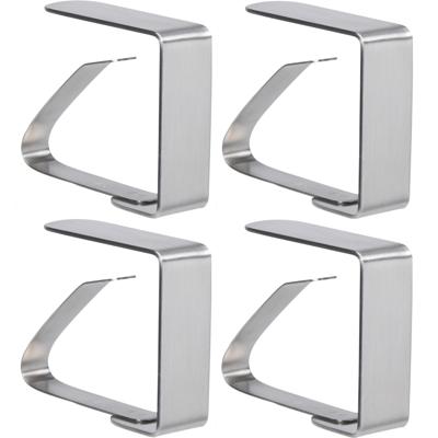 Tafelkleed klemmen - 4x stuks - RVS metaal - 5 x 4 cm - zilver