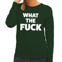 What the Fuck tekst sweater groen voor dames