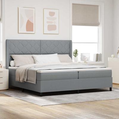 Boxspringbed met matras stof lichtgrijs 200x200 cm