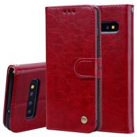 Zakelijke stijl olie Wax textuur horizontale Flip leren Case voor Galaxy S10 met houder & kaartsleuven & portemonnee (rood)