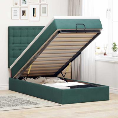 Ottoman bed met matrassen en LED's 90x200cm fluweel donkergroen