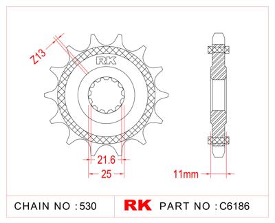 RK Sprocket 530 16z rubberized