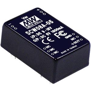 Mean Well SCW08C-05 DC/DC-converter 8 W Aantal uitgangen: 1 x Inhoud 1 stuk(s)