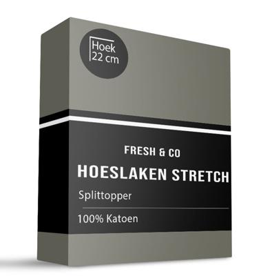 Splittopper Hoeslaken Katoen Jersey Stretch 160x200 Cm Truffel Verkoelend Fresh And Co - Dekbed-Discounter.nl