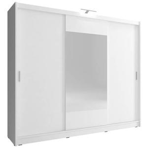 Meubella Kledingkast Houston - Wit - 250 cm - Met LED - Met spiegel