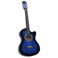 VidaXL Gitaar cutaway met 6 snaren western klassiek 38" getint blauw VidaXL Gitaar cutaway met 6 snaren western klassiek 38" getint blauw