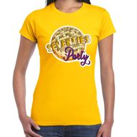 Disco T-shirt voor dames - geel - 70s party - disco bol - Jaren 70 - themafeest
