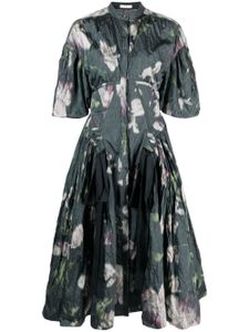 ERDEM robe-corset à manches bouffantes - Vert