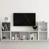 3-delige Tv-meubelset bewerkt hout wit