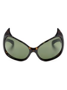 Balenciaga Eyewear lunettes de soleil Gotham Cat à effet écaille de tortue - Marron