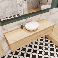Mondiaz Lush Barco badmeubel Washed oak 150 cm 1 lade mdf 1 waskom midden 1 kraangat