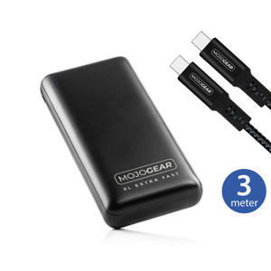 MOJOGEAR MINI XL 20.000 mAh EXTRA FAST powerbank met USB-C naar USB-C kabel 100W USB 3.1 Extra Sterk 3m