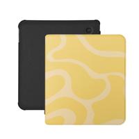 Lunso Kobo Libra Colour hoesje (7 inch) - Vegan Saffiano Leren Sleep Cover - Yellow Wave