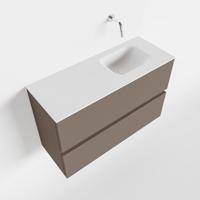 Toiletmeubel Mondiaz Ada | 80 cm | Meubelkleur Smoke | Lex wastafel Talc Rechts | Zonder kraangat