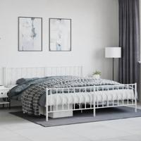 Bedframe met hoofd- en voeteneinde metaal wit 200x200 cm