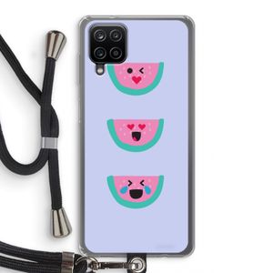 Smiley watermeloen: Samsung Galaxy A12 Transparant Hoesje met koord