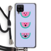Smiley watermeloen: Samsung Galaxy A12 Transparant Hoesje met koord