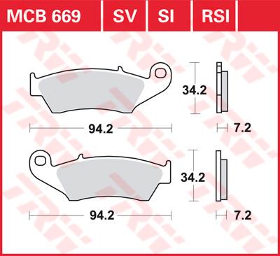 TRW Remblokken, en remschoenen voor de moto, MCB669SV Sinter street
