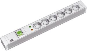 333.605  - 19 inch power strip, multiple socket 6-fold PVC, overvoltage protection and switch, 333.605