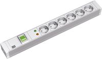 333.605  - 19 inch power strip, multiple socket 6-fold PVC, overvoltage protection and switch, 333.605 - thumbnail