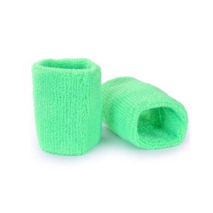 Pols zweetbandjes neon groen - voor volwassenen - 2x stuks   -