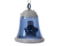 Klok glas l6.2b6.2h7.5 cm nachtblw kerst - Decoris