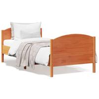 Bedframe zonder matras massief grenenhout wasbruin 90x190 cm