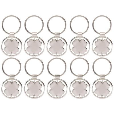 Sleutelhanger klavertje vier - 10x - 3,5 cm - aluminium/staal - draaibaar