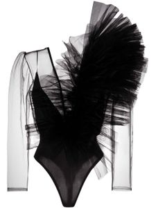 Alchemy body transparent à volants 3D - Noir