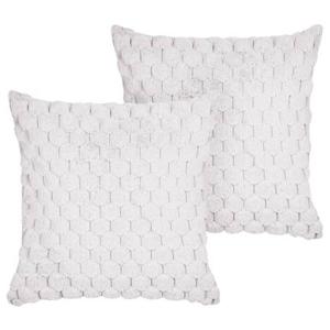 Beliani - PURSLANE - Set van 2 kussens - Wit - 43 x 43 cm - Nepbont